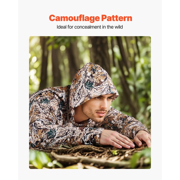 Hættetrøje, Pullover, Large, Camouflage, Fugttransporterende, Udendørs Skjorte