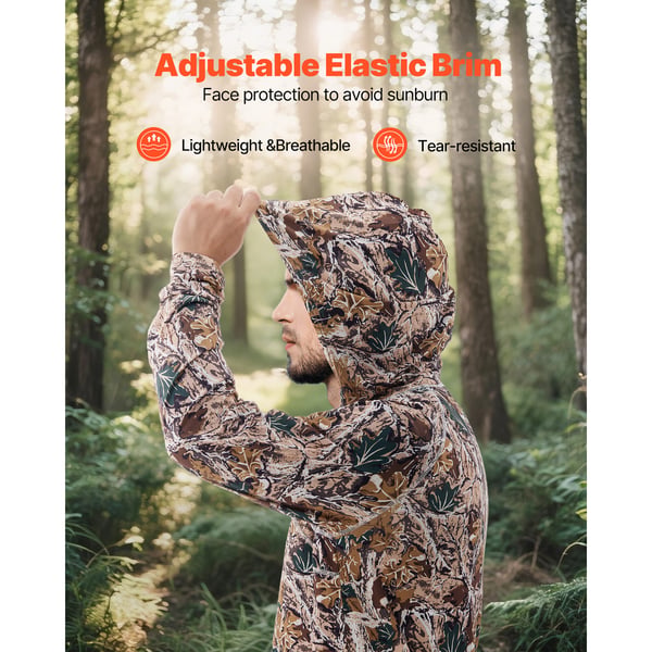 Hættetrøje, Medium, Camouflage, Polyester Spandex, Fugttransporterende