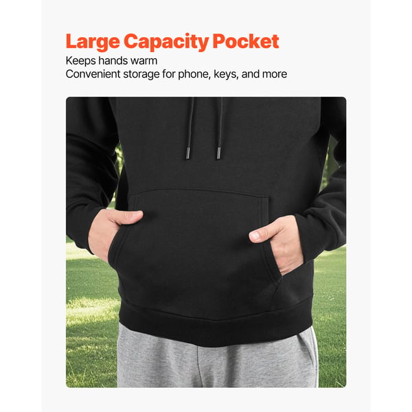 Pullover hættetrøje XX-Large fleece langærmet sort, sweatshirt