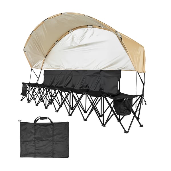 Sammenklappelig bænk, 6-sæders transportabel bænk 3170x450x1780 mm, sort, opbevaring