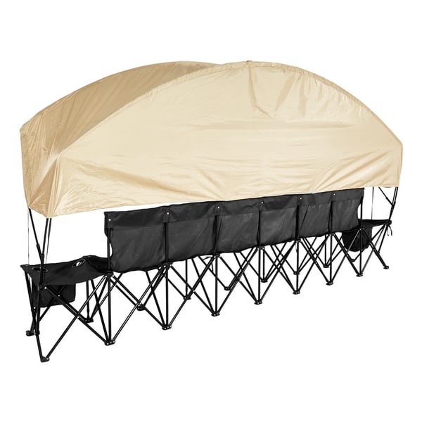 Sammenklappelig bænk, 6-sæders transportabel bænk 3170x450x1780 mm, sort, opbevaring
