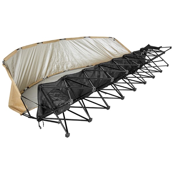 Sammenklappelig bænk, 6-sæders transportabel bænk 3170x450x1780 mm, sort, opbevaring