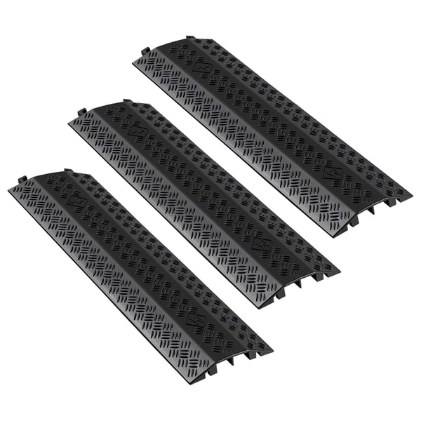Kabelafdækning, Kraftig kabel- og slangebeskytter rampe, 51x28 mm, Sort, PP-materiale