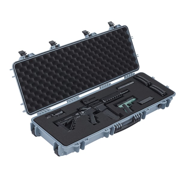 Vapenkoffert, Låsbart hårt fodral 108,9x39,2x15,5 cm, Grå, Vattentät förvaring Vapenkoffert, Låsbart hårt fodral 108,9x39,2x15,5 cm, Grå, Vattentät förvaring