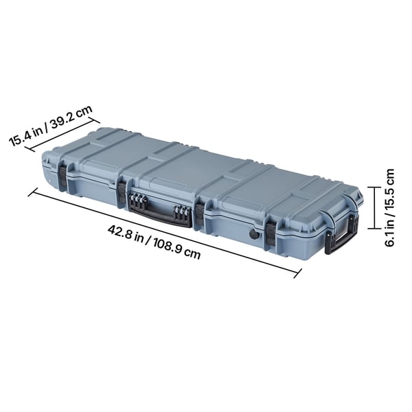Vapenkoffert, Låsbart hårt fodral 108,9x39,2x15,5 cm, Grå, Vattentät förvaring