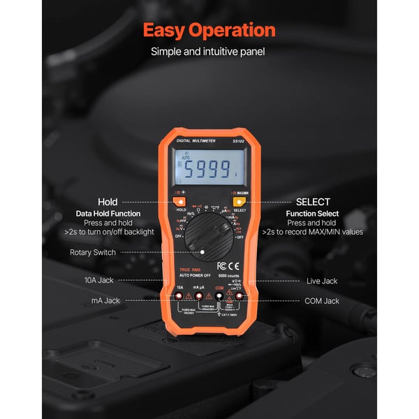 Digital multimeter, 196x97x43 mm, professionell testare
