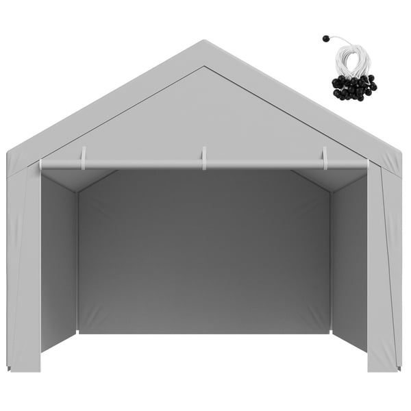 Carport ersättningskapell 6,09x3,96x3,12 m grå, vattentät, extra robust