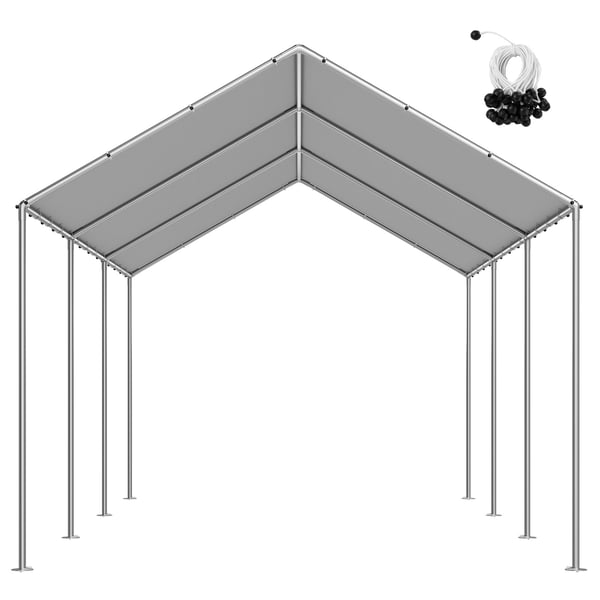 Carport erstatningsoverdækning 6x3,43x2,87 m grå, vandtæt, PE-materiale