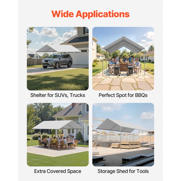 Carport erstatningsoverdækning 6x3,43x2,87 m grå, vandtæt, PE-materiale