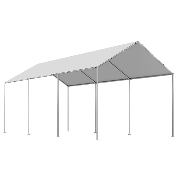 Carport erstatningsoverdækning 6x3,43x2,87 m grå, vandtæt, PE-materiale