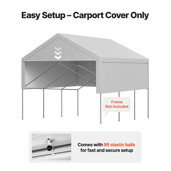 Carport ersättningskapell 6,09x6,09x3,53 m grå, vattentät, extra kraftig