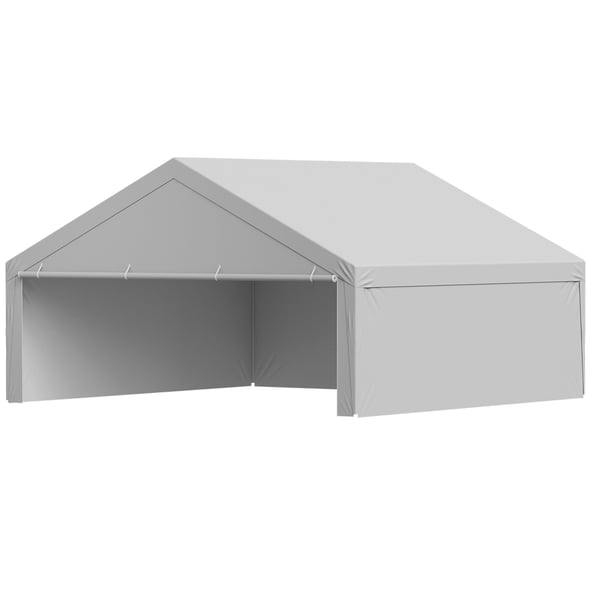 Carport ersättningskapell 6,09x6,09x3,53 m grå, vattentät, extra kraftig
