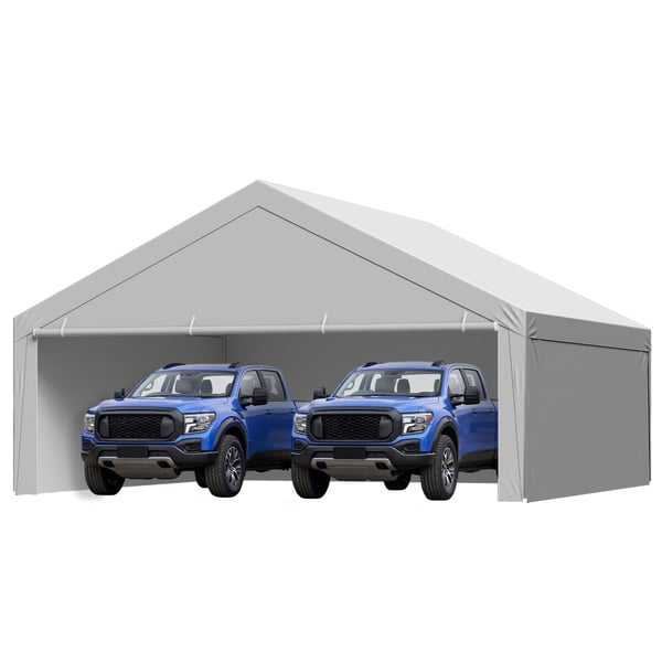 Carport ersättningskapell 6,09x6,09x3,53 m grå, vattentät, extra kraftig