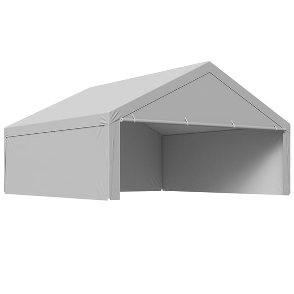Carport ersättningskapell 6,09x6,09x3,53 m grå, vattentät, extra kraftig