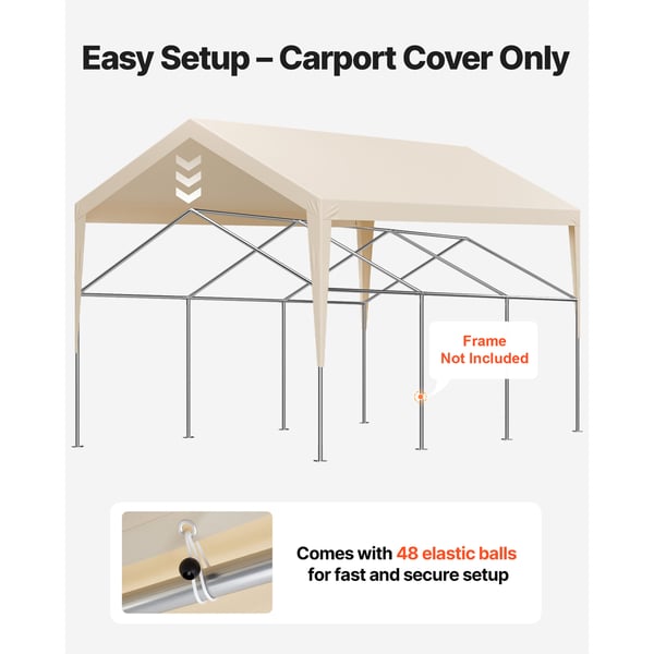 Carport ersättningskapell 3,6x6 m beige, vattentät, extra kraftig