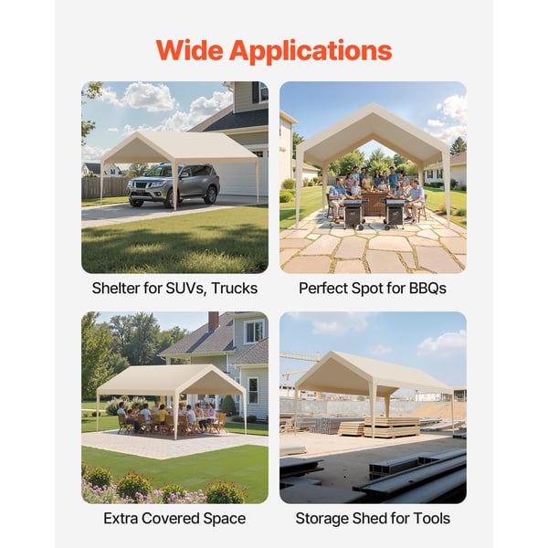 Carport ersättningskapell 3,6x6 m beige, vattentät, extra kraftig