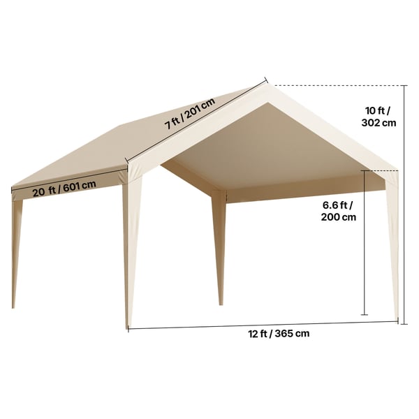 Carport ersättningskapell 3,6x6 m beige, vattentät, extra kraftig