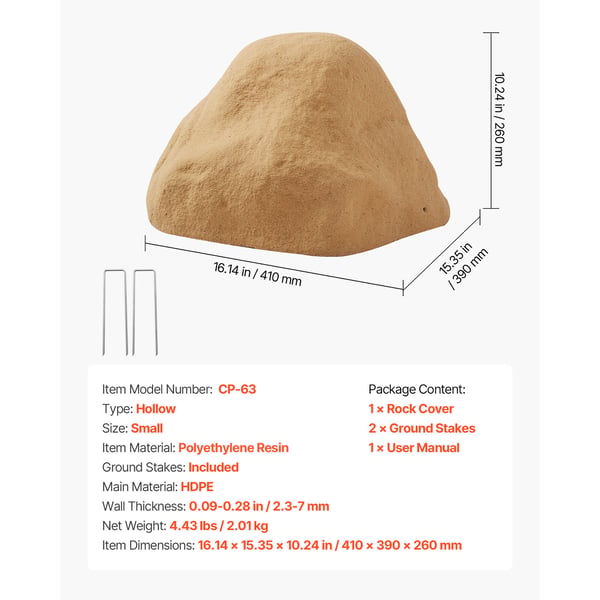 Konstgjord stentäckning, 41x39x26 cm, Sand, Polyresin trädgårdsdekoration