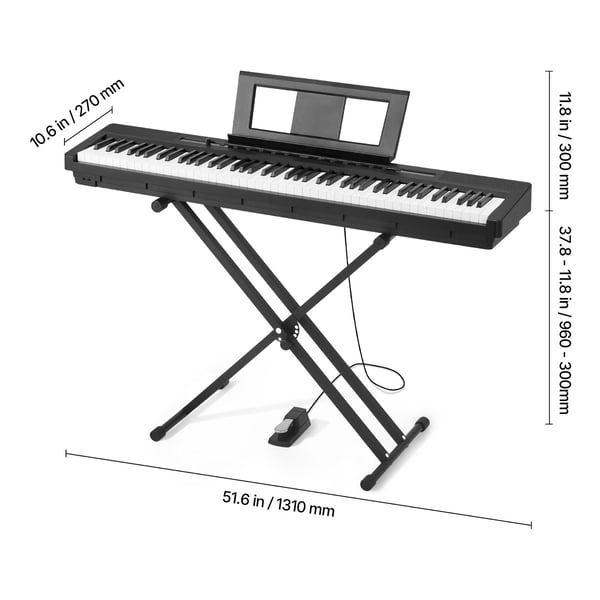 Digital klaver, 88 tangenter fuldt vægtede, sort, elektrisk keyboard