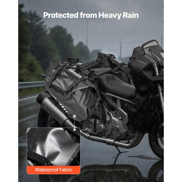Motorcykel sidetasker, 45,5x17x24 cm, Sort, Vandtæt opbevaring
