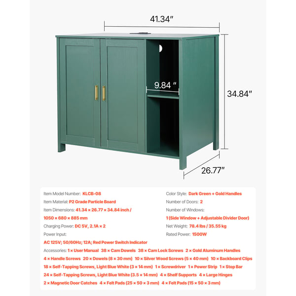 Kattebakke Skab, 105x68x88.5 cm, Mørkegrøn, Opbevaring