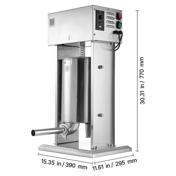 Elektrisk pølsestopper, 12 L, 39x29,5x77 cm, rustfrit stål
