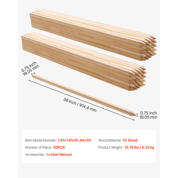 Trädgårdspinnar, 19,1x19,1x91,4 cm, furu, växtstöd