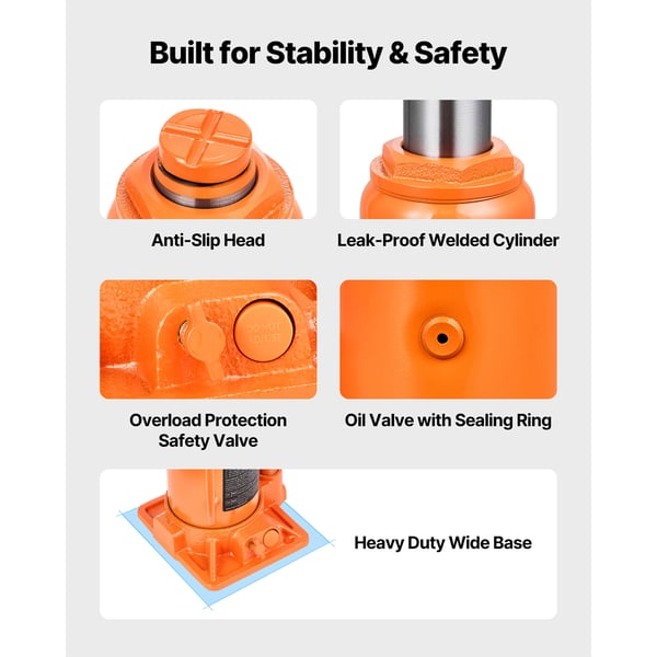 Hydraulisk donkraft 205x400 mm orange kraftig stål