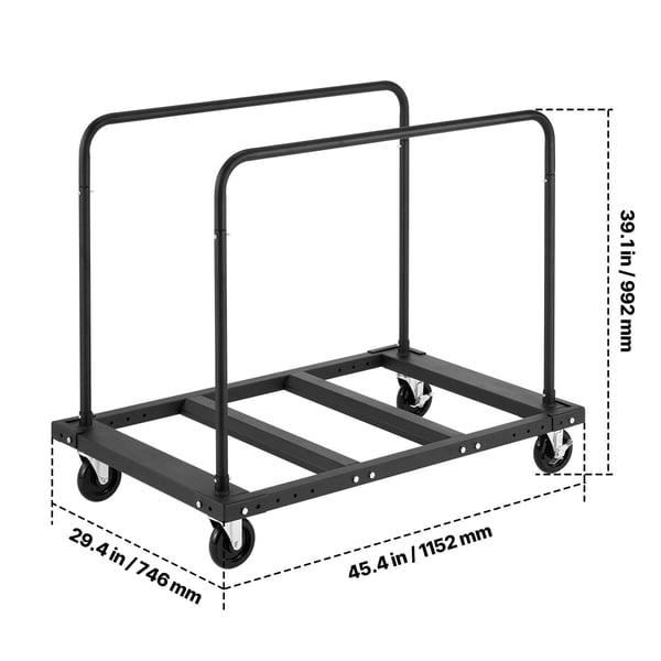 Gipsskivevagn, 115,2x74,6x99,2 cm, Svart, Stål