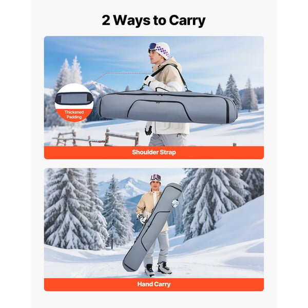 Snowboardtaske, 165 cm, Grå, Vandtæt Oxford-stof