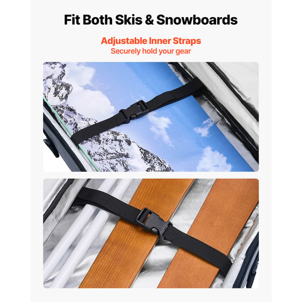 Snowboardtaske, 165 cm, Grå, Vandtæt Oxford-stof