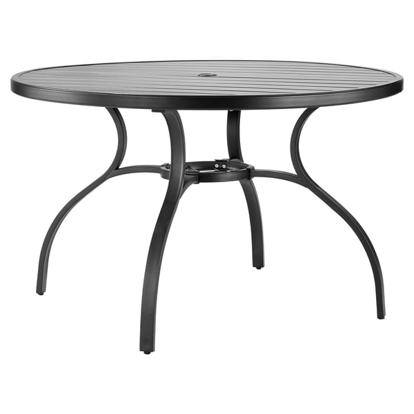 Udendørs spisebord, 120x72,5 cm, sort, metalstål