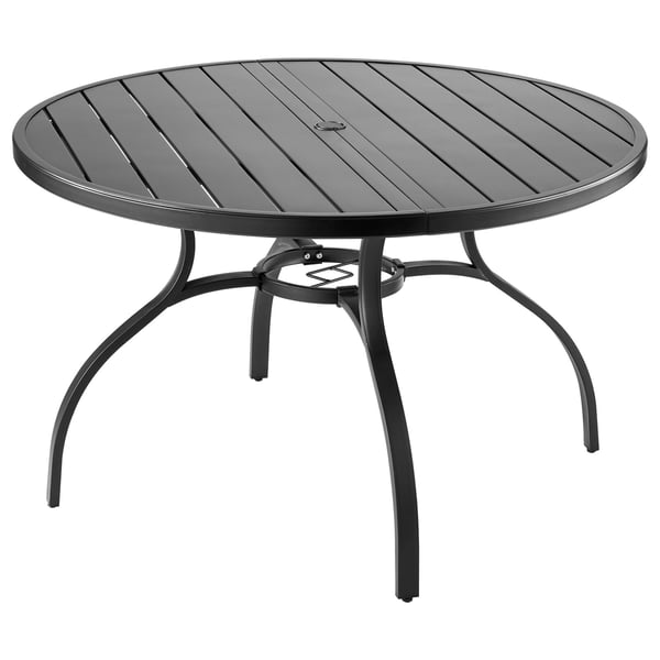 Udendørs spisebord, 120x72,5 cm, sort, metalstål