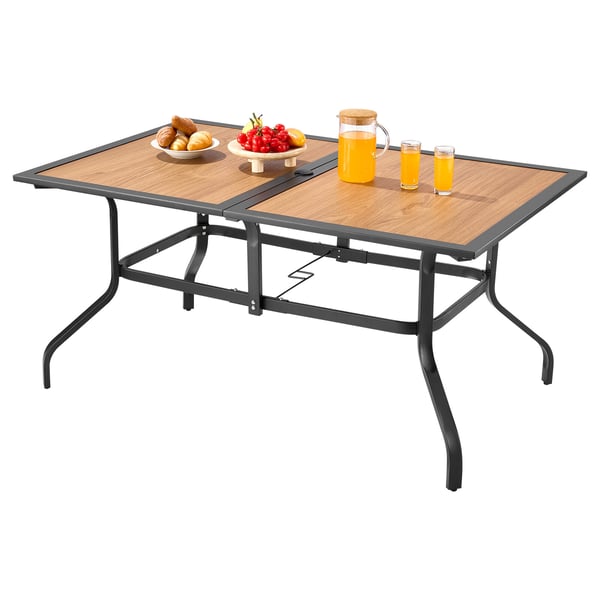 Udendørs spisebord, 150x96x72,5 cm, brun, stål