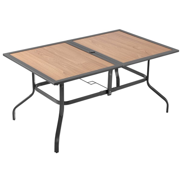 Udendørs spisebord, 150x96x72,5 cm, brun, stål