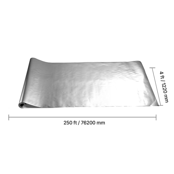 Reflekterende isoleringsrulle, 76,2x1,22 m, dobbeltsidet aluminium, termisk isolering