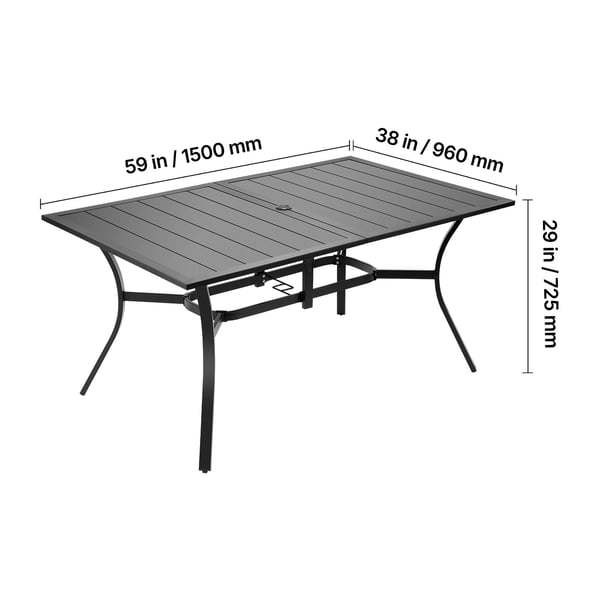 Spisebord, 150x96x72,5 cm, Sort, Metalstål