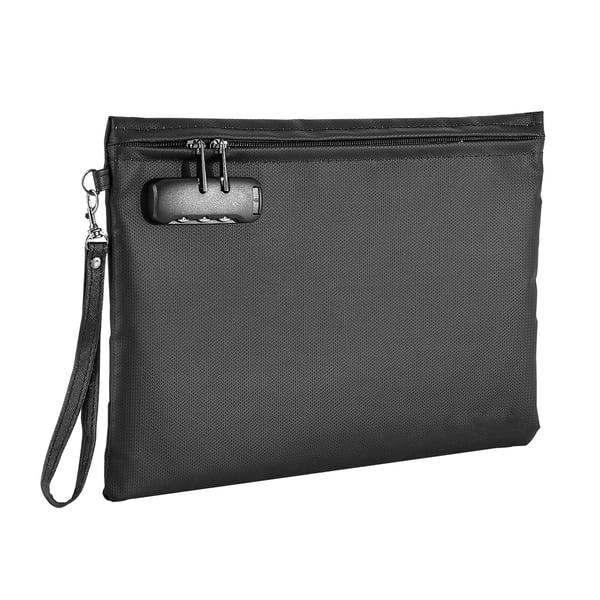 Brandsikker dokumentpose, 24,5x36x1,6 cm, sort, opbevaring