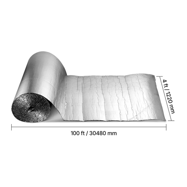Termisk isoleringsrulle, 30,48x1,22 m, Sølv, Aluminiumfolie
