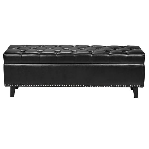 Opbevaringsbænk med ottoman, 41,5x130,5x44 cm, Sort, PU-læder