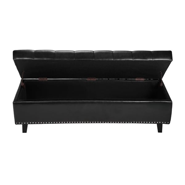 Opbevaringsbænk med ottoman, 41,5x130,5x44 cm, Sort, PU-læder