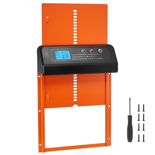 Automatisk hønselem, 35x25x7,3 cm, orange, aluminiumlegering