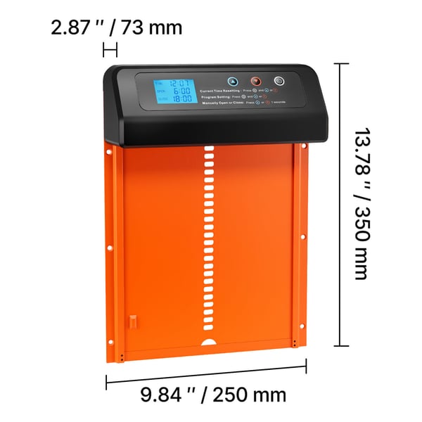 Automatisk hønselem, 35x25x7,3 cm, orange, aluminiumlegering