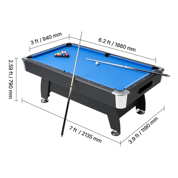 Poolbord 213 cm Blå, justerbar, MDF