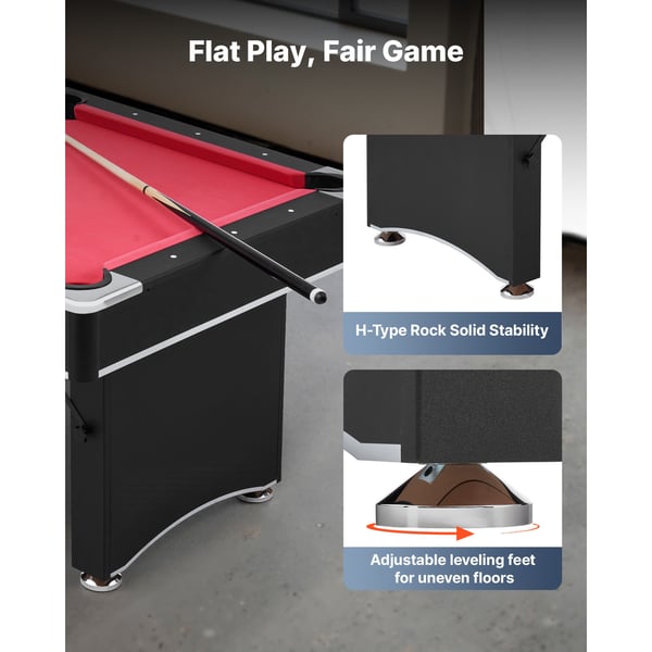 Poolbord 183 cm Rød, justerbar, MDF