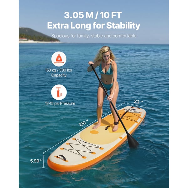 Oppustelig Stand Up Paddle Board, 305x84x15 cm, Skridsikkert dæk, Ultra-let