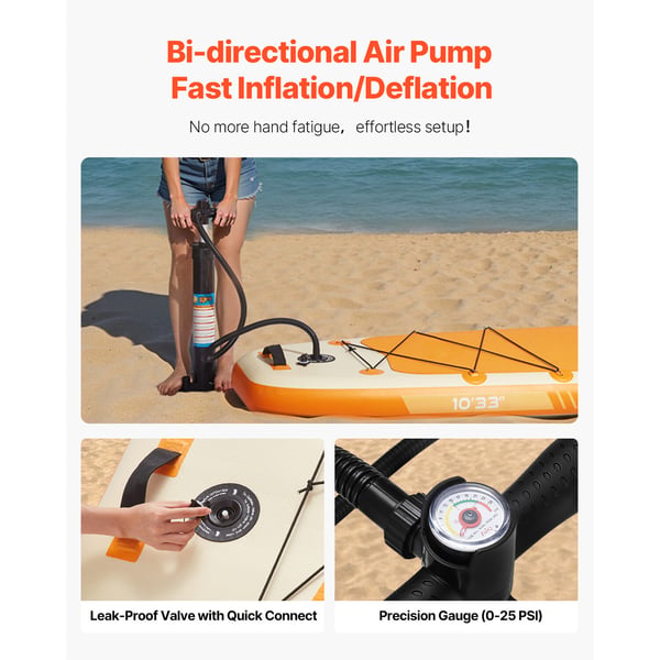 Oppustelig Stand Up Paddle Board, 305x84x15 cm, Skridsikkert dæk, Ultra-let