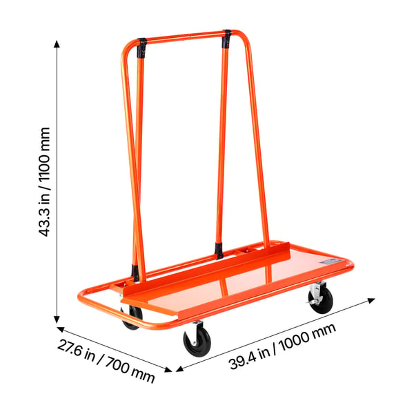 Gipsvogn, 115x55.5x118 cm, Orange, Stål