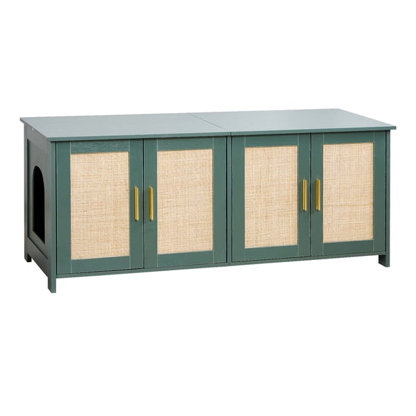 Kattegrus kasse skjul, 120x45x50 cm, Grøn, Træmøbel