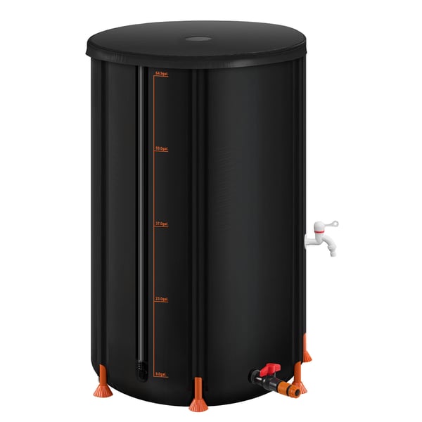 Regntunna, 250 L hopfällbart regnvattenuppsamlingssystem, 60x90 cm, svart, PVC